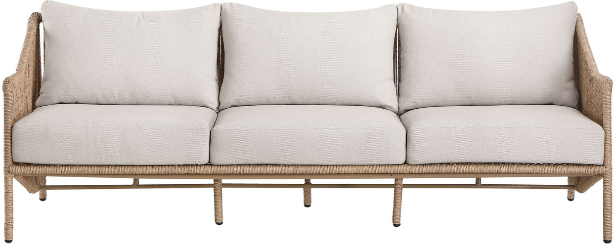 Coastline - Olefin Water Resistant Fabric And Wicker Outdoor Patio Sofa - Beige