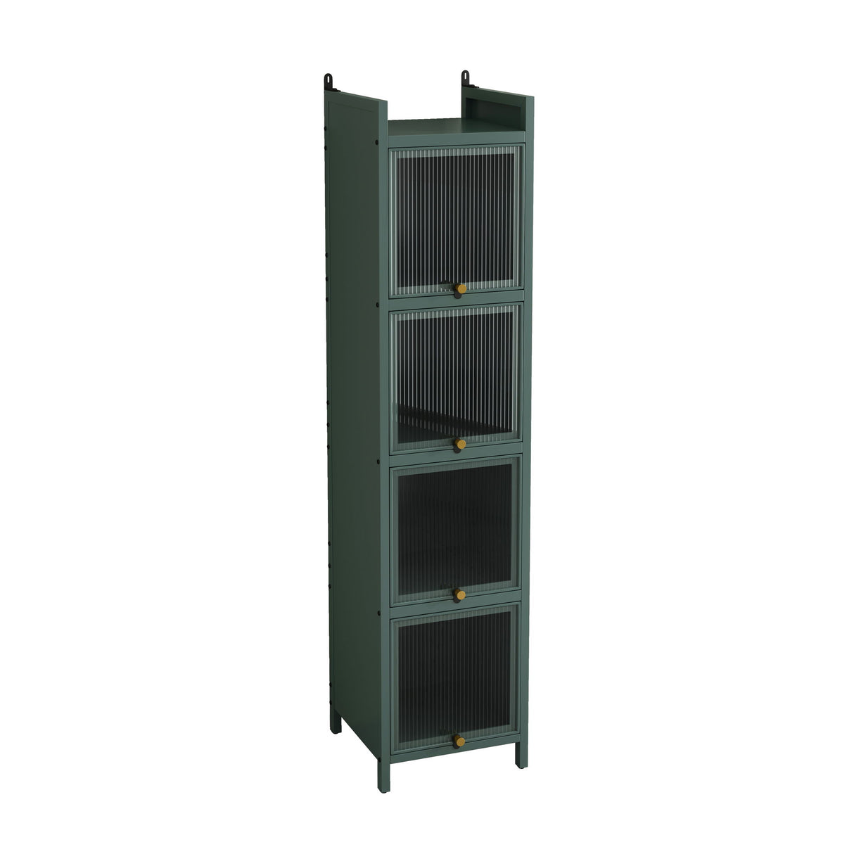 Glass Door Cabinet With Tier Storage