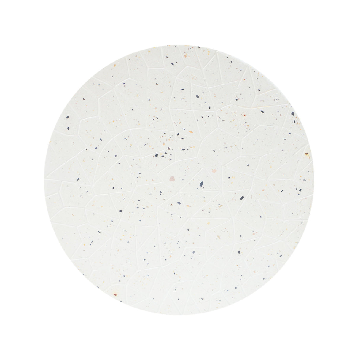 Outdoor Terrazzo Concrete Drum End Table, Living Room Accent Table - White Terrazzo