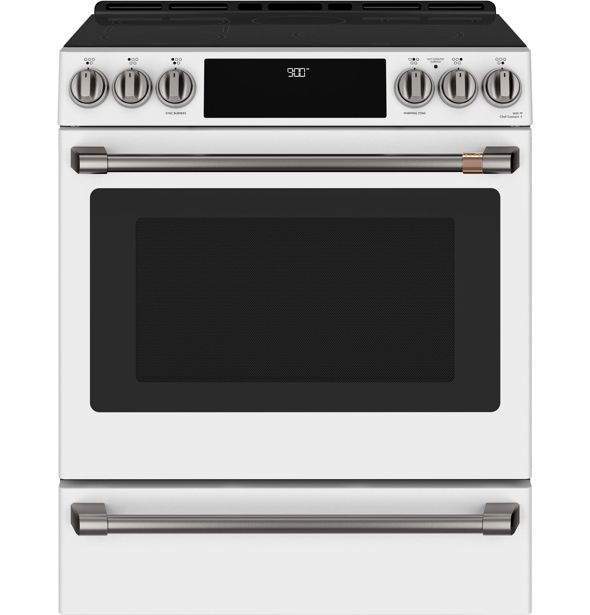 Caf(eback)(TM) 30" Smart Slide-In, Front-Control, Induction and Convection Range with Warming Drawer - (CHS900P4MW2)