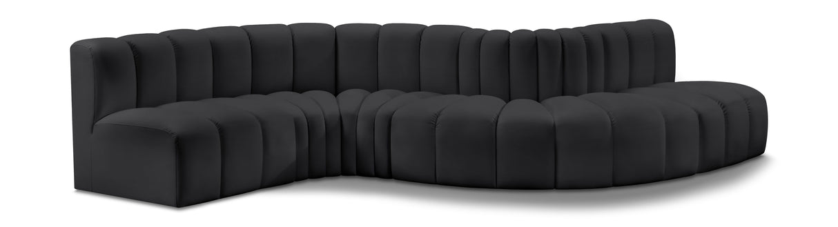 Arc - Faux Leather 6 Piece Curved Modular Sofa