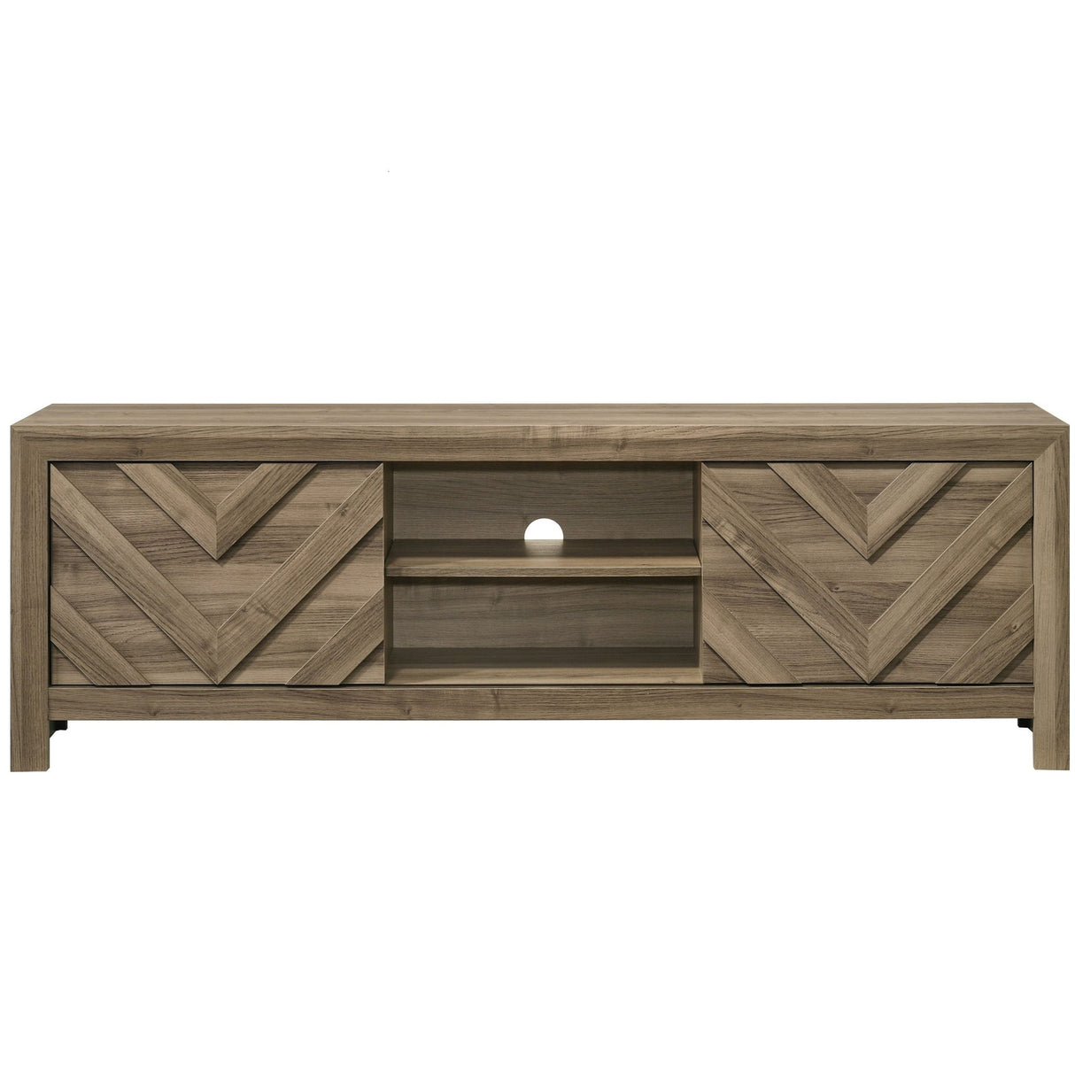Chevron Patterned Living Room TV Stand - Light Brown