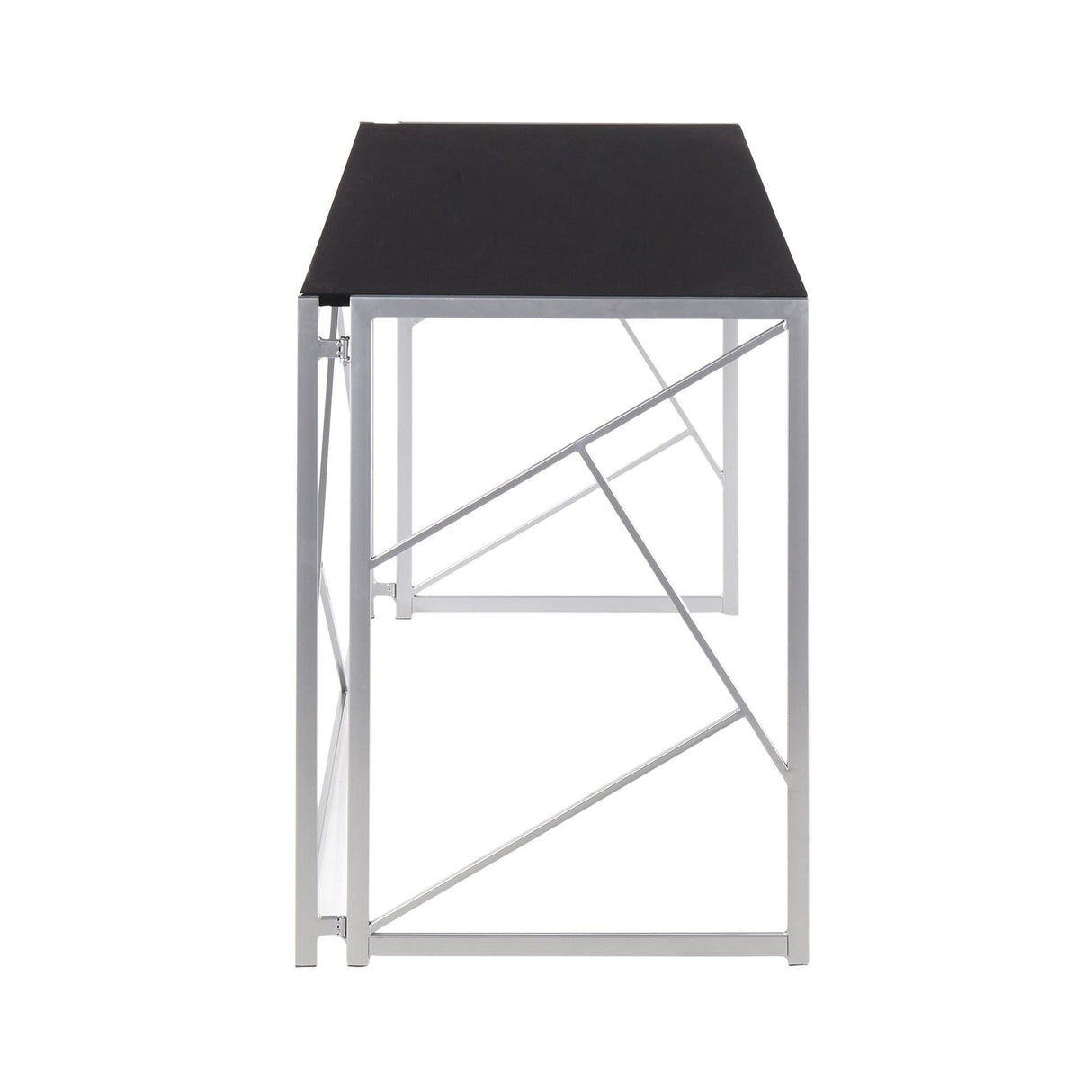 Folia - Contemporary Desk - Silver Metal And Black Wood