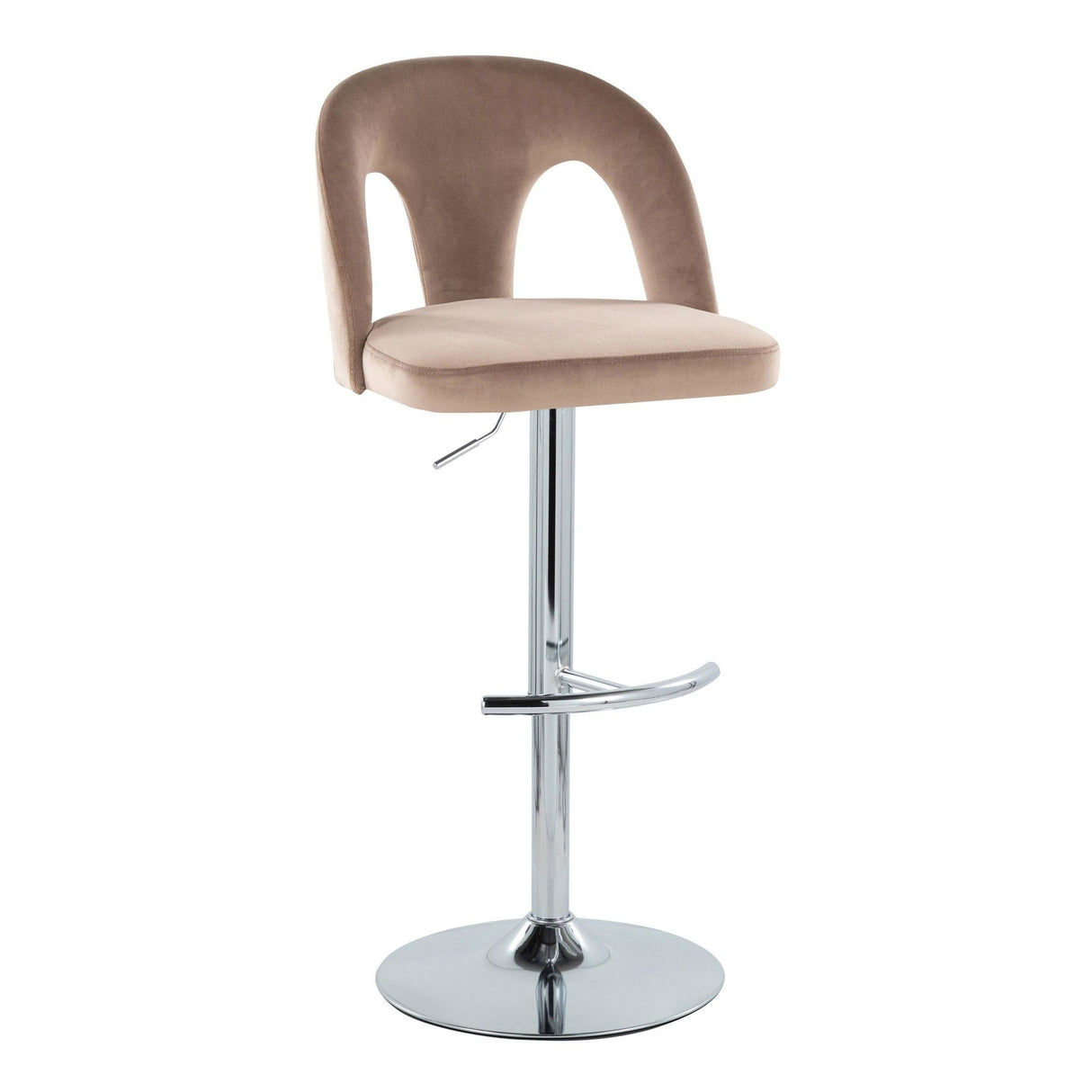 Ava - Upholstered Adjustable Barstool (Set of 2) - Chrome Metal