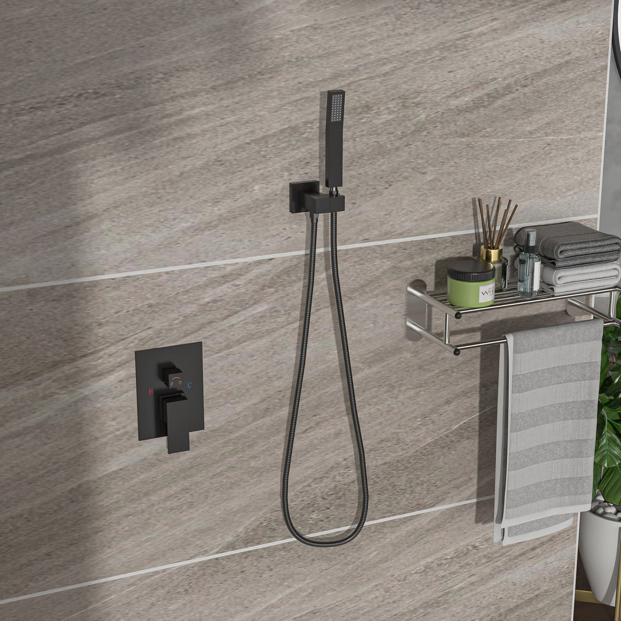 Dual Shower Head System With Ceiling Mount And Rough In Valve