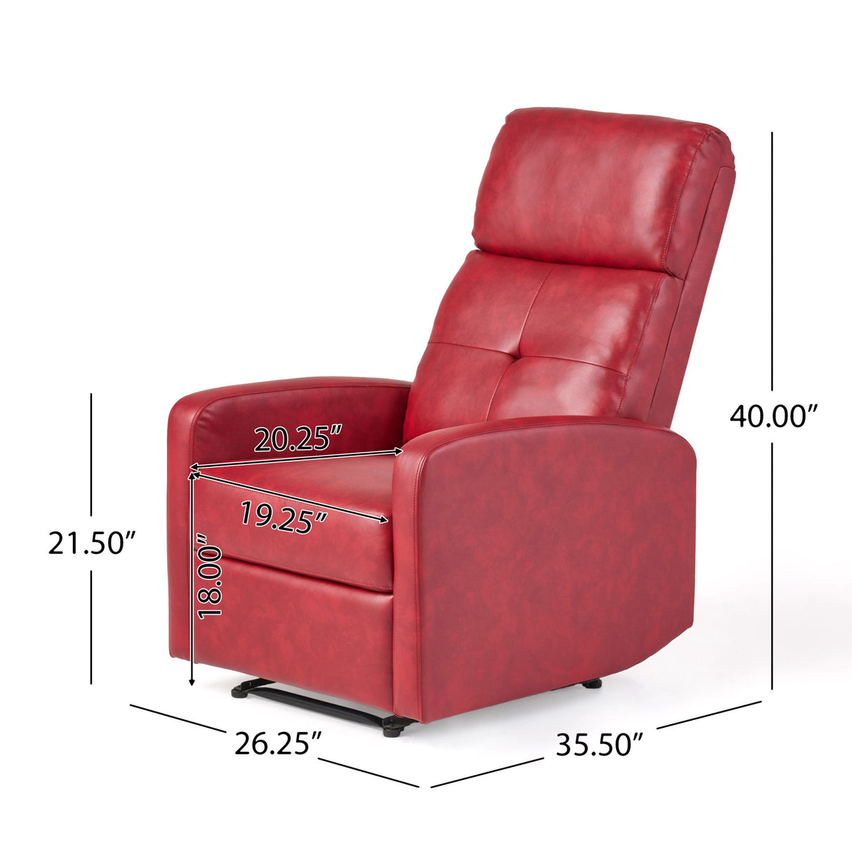 Contemporary Recliner Chair With Lever Mechanism - Red