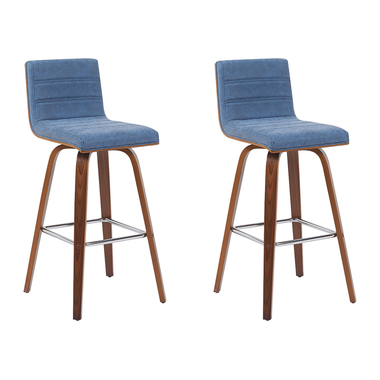 Vienna - Modern Swivel Bar Height Stool - Walnut Finished Wood Frame