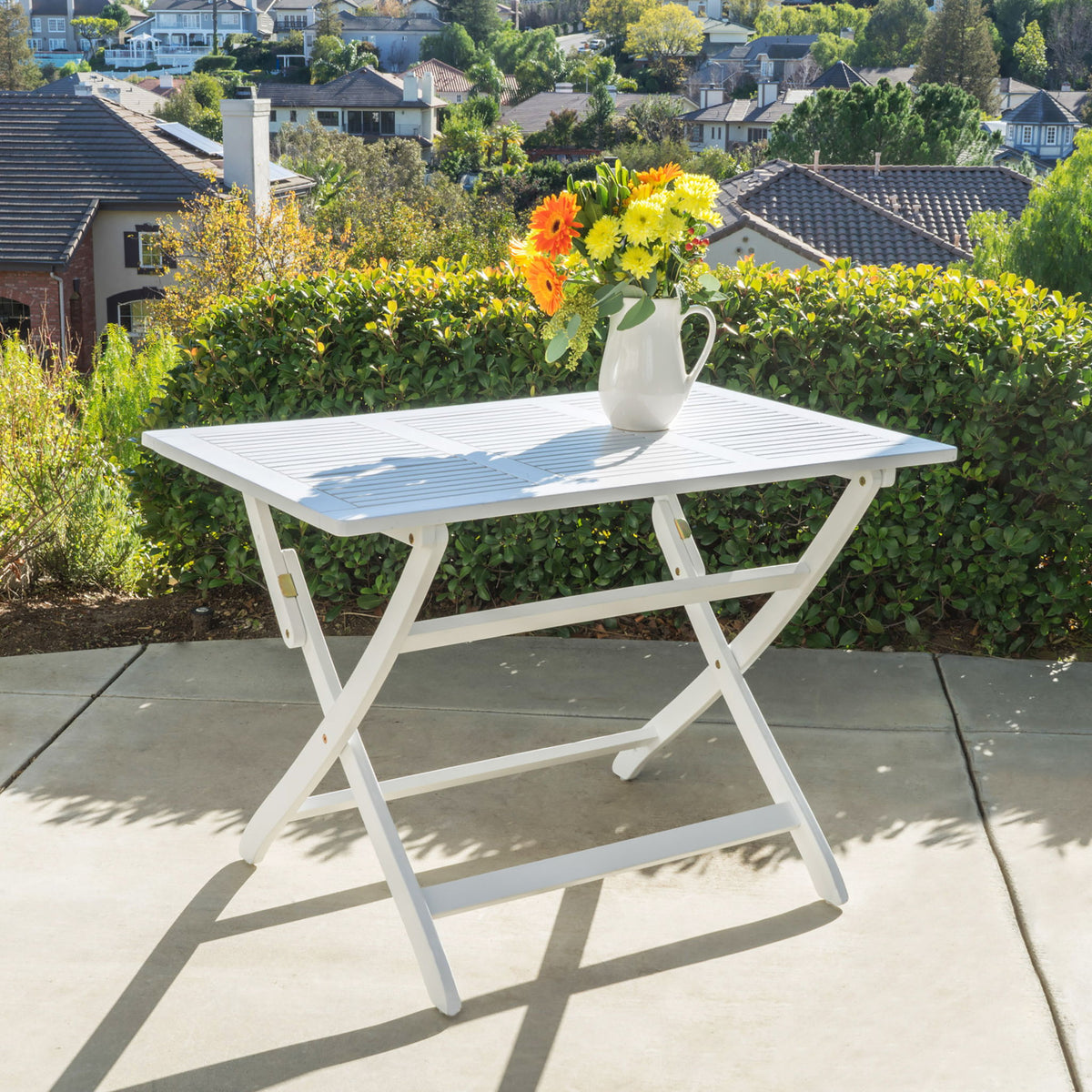 Blissique - Outdoor Foldable Wood Dining Table With Slat Design