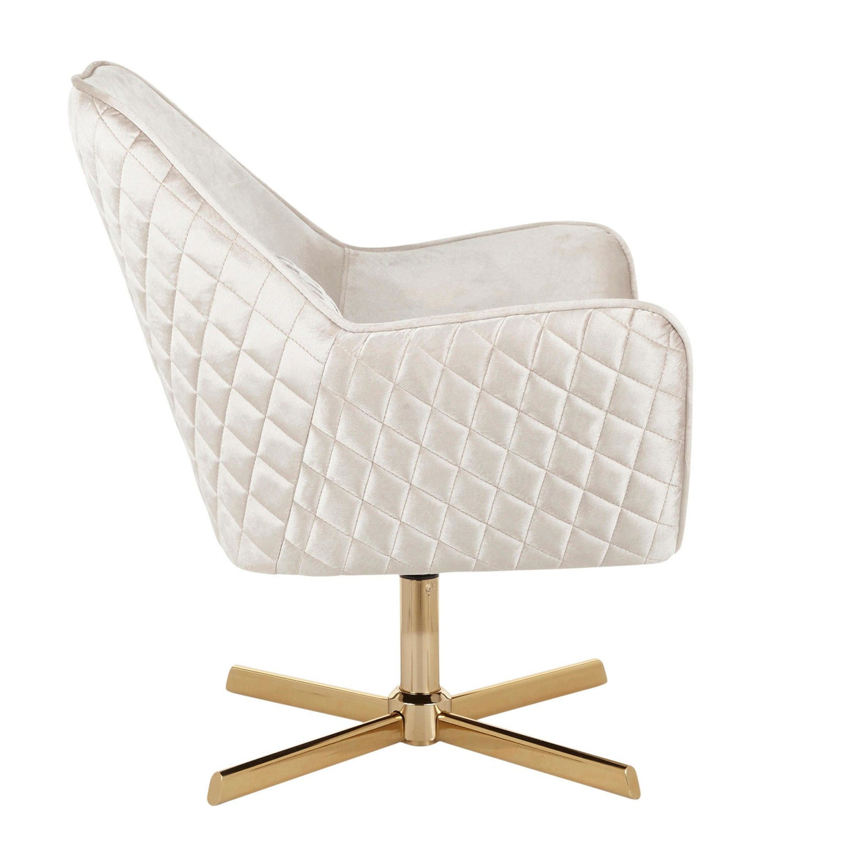 Diana - Contemporary Lounge Chair - Gold Metal And Cream Velvet