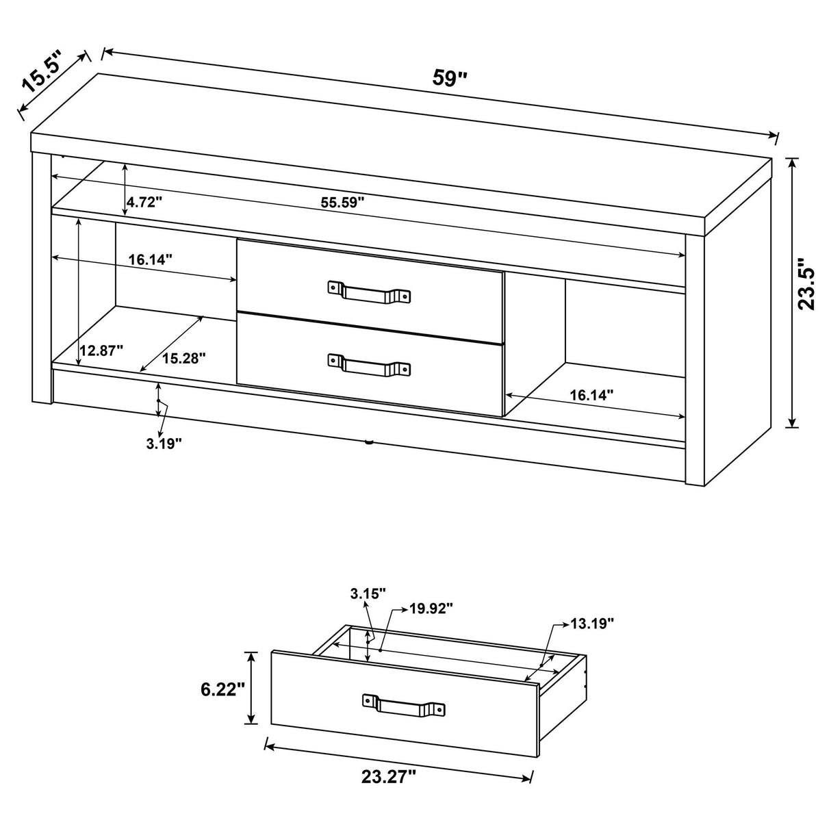 Conifer - 3 Piece TV Entertainment Center With Storage - Gray