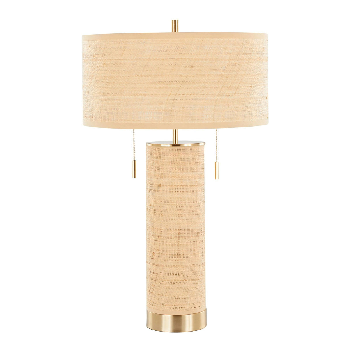 Cylinder - Rattan 29" Rattan Table Lamp - Royal Gold And Natural Rattan from Grandview Gallery