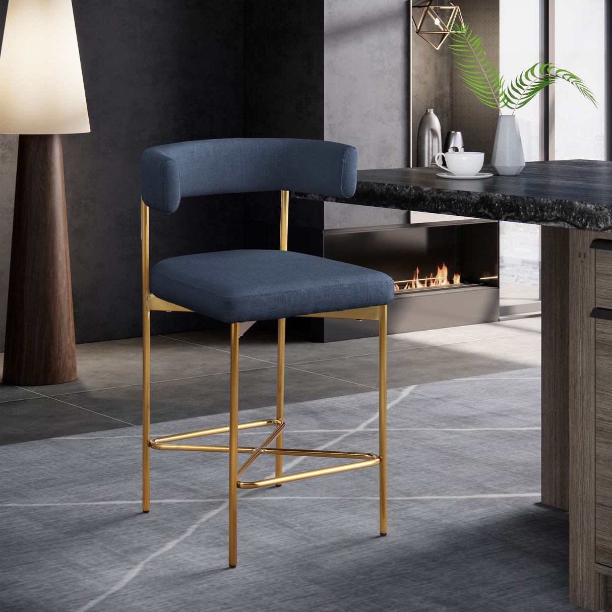 Rivage - Durable Stool With Gold Frame (Set of 2)