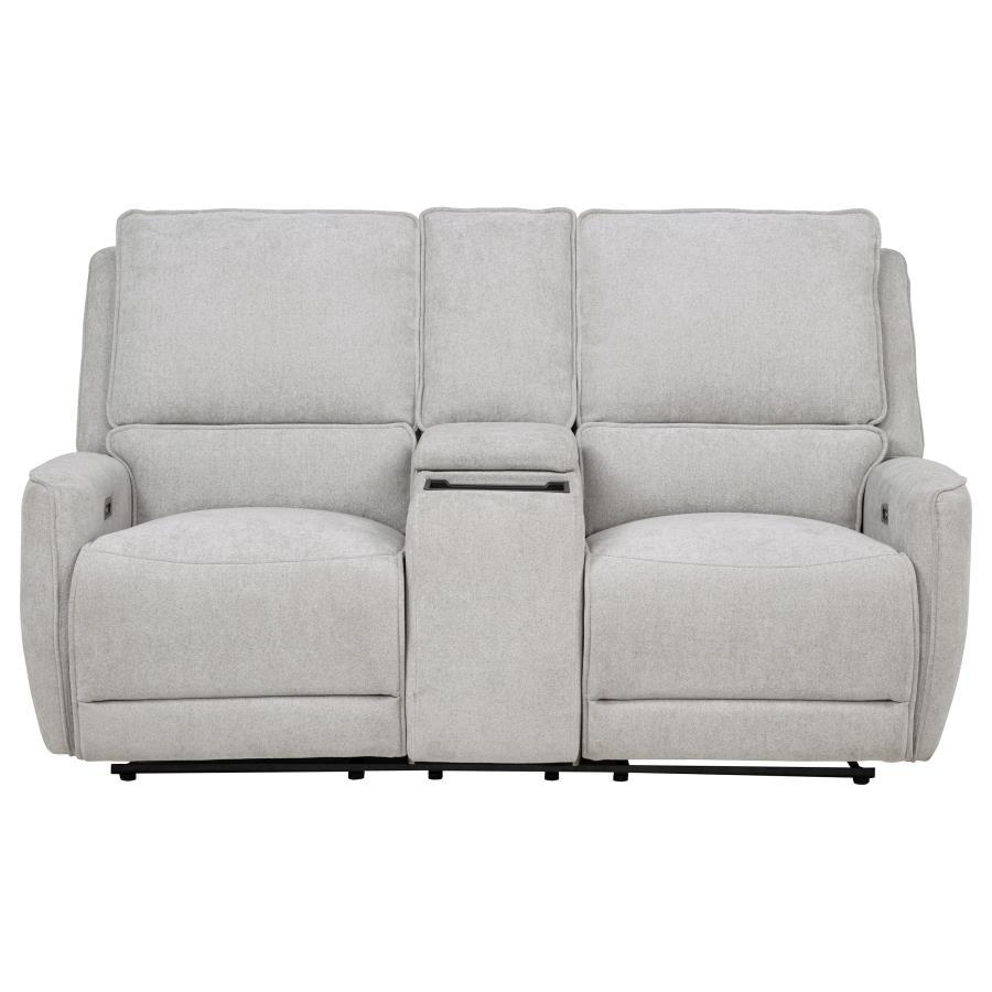 Sylmar - Chenille Upholstered Power Reclining Loveseat - Dove Gray