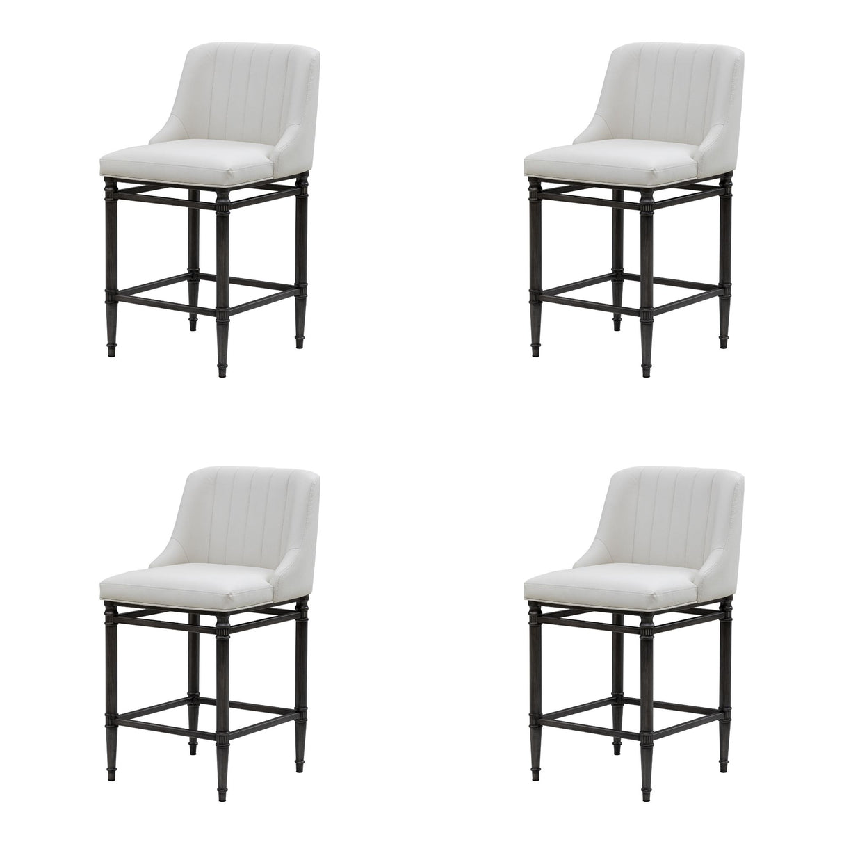Marvin - Steel Frame Faux Leather Upholstered Counter Height Barstool