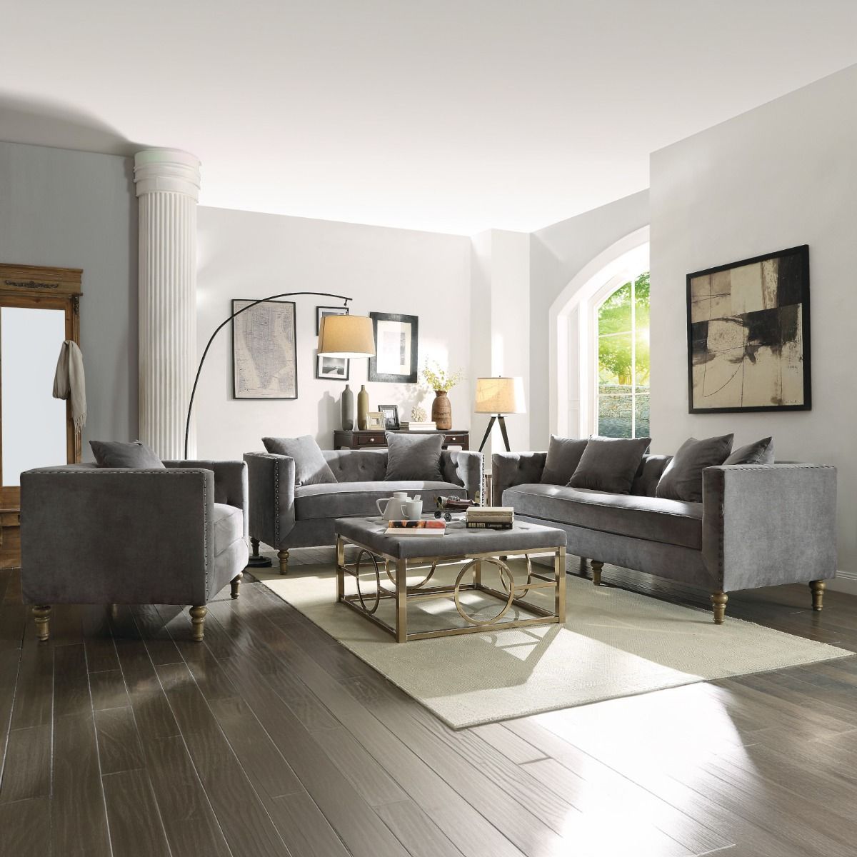 Sidonia - Chair With Pillow - Gray Velvet