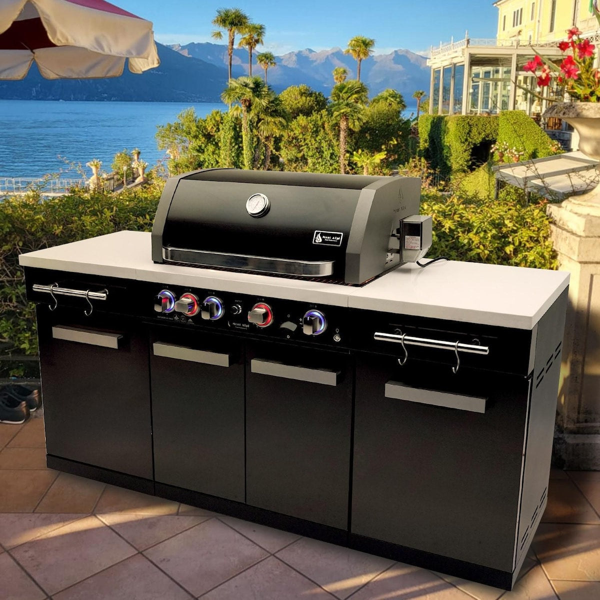 Mont Alpi Compact Series 6 Ft Propane Outdoor Kitchen Island in Black Stainless Steel - MA-957