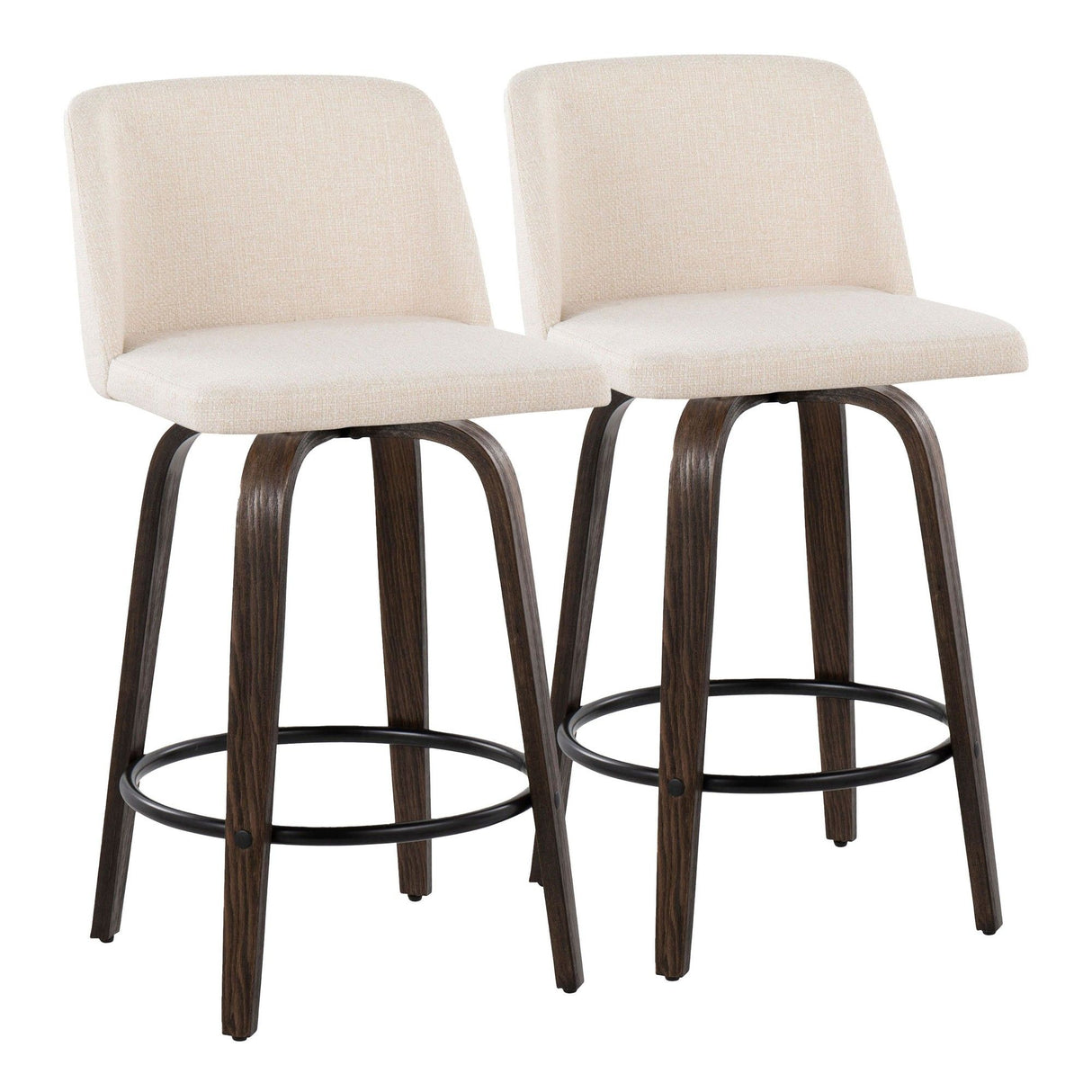Toriano - 26" Fixed-Height Counter Stool (Set of 2) - Cream Noise And Black