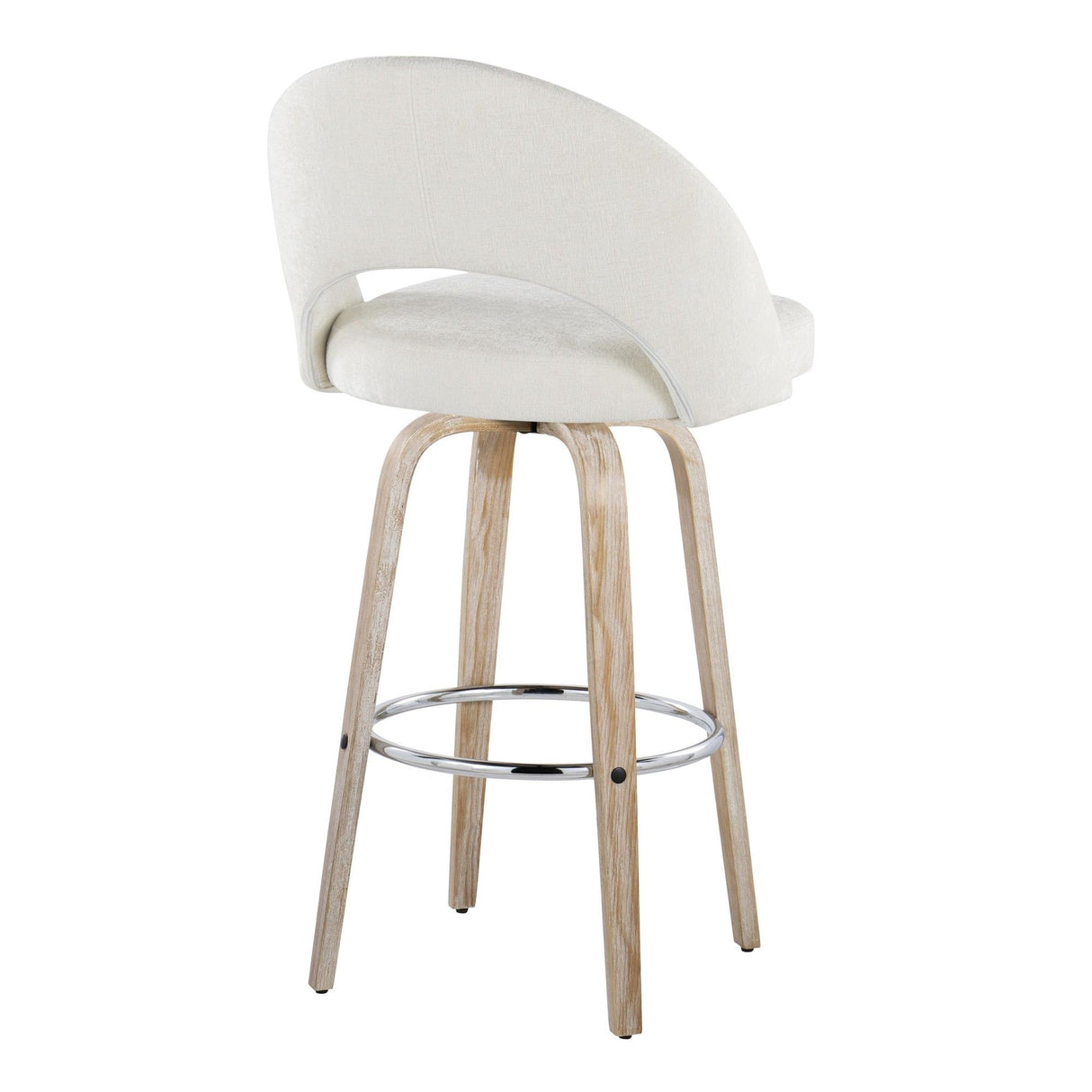 Renee - Upholstered Fixed-Height Barstool (Set of 2) - Whitewashed Wood