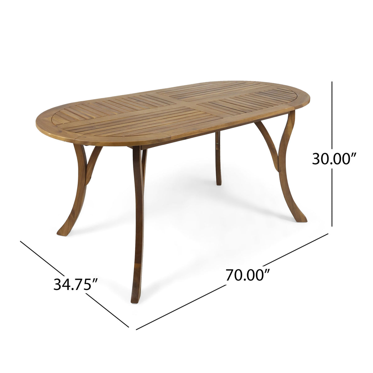 Outdoor Table With Smooth Lines, Slat Top - Teak