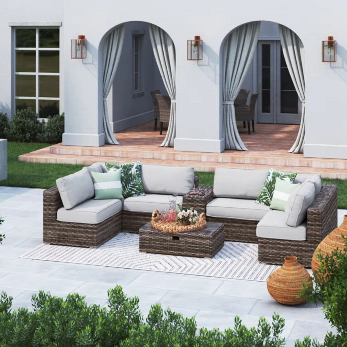 Outdoor Seating Group For 4 With Cushions - Espresso