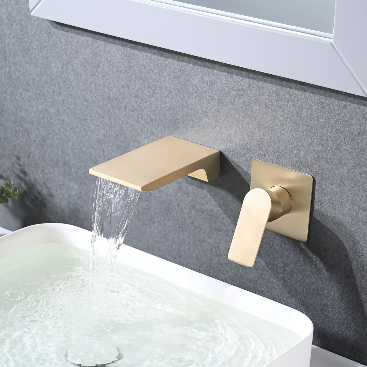 Modern Wall Mount Waterfall Bathtub Faucet With Easy Single Handle Control Stainless Steel - Brushed Gold