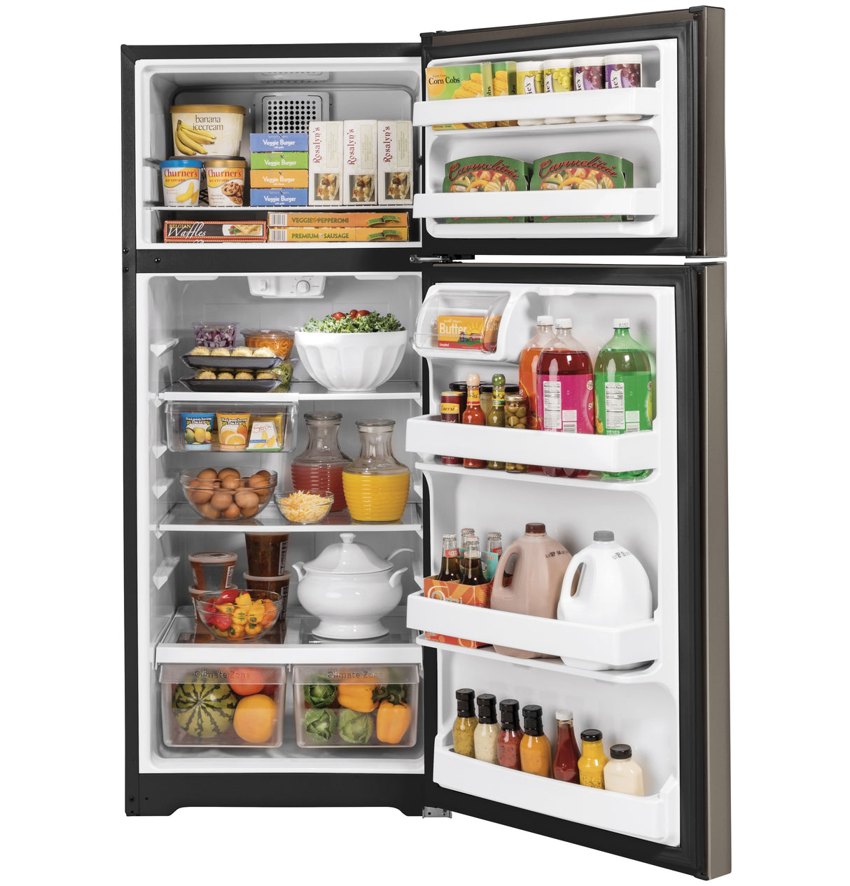GE GTE18GMNRES - 28 in. 17.5 cu. ft. Top Freezer Refrigerator - Fingerprint Resistant Slate