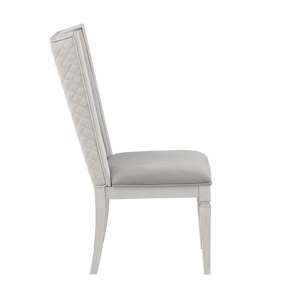 Katia - Hostess Chair Set of 2) - Light Gray Linen & Weathered White