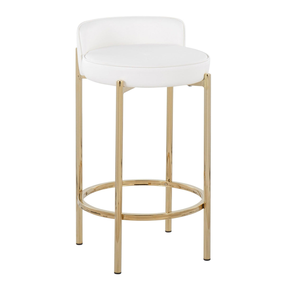 Chloe - Counter Stool - Gold Metal And White Faux Leather (Set of 2)