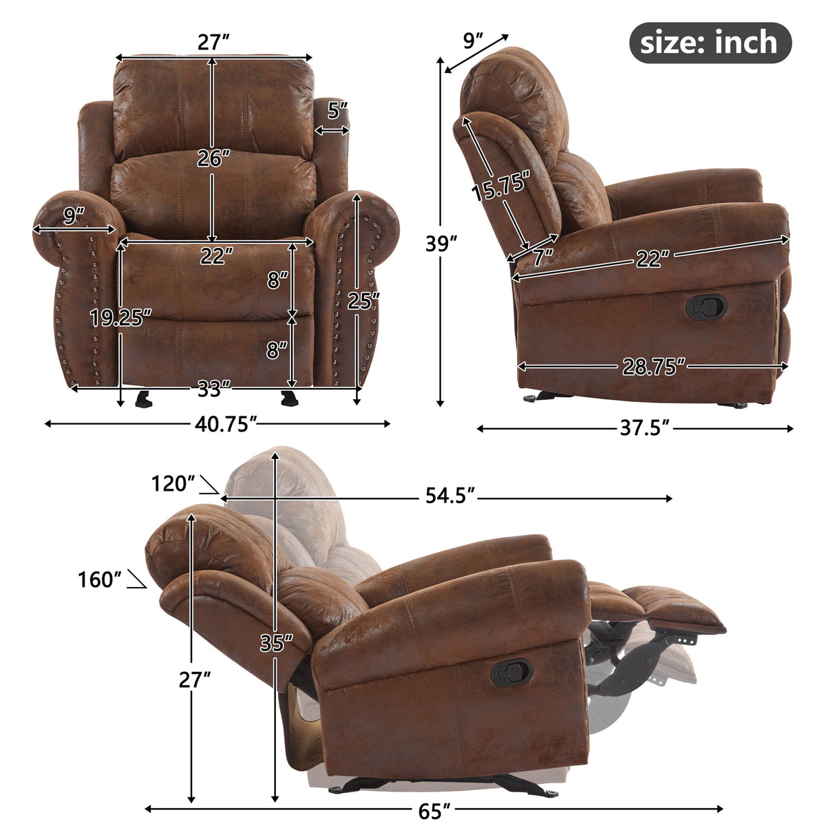 Wide Standard Manual Glider Recliner