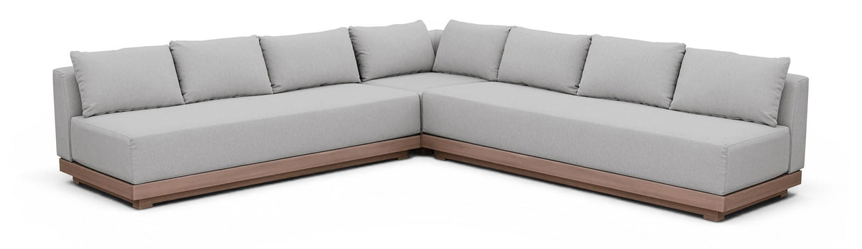 Solace - Olefin Performance Fabric 3 Piece Outdoor Patio Modular Sectional (2 Sofas & Corner Chair)