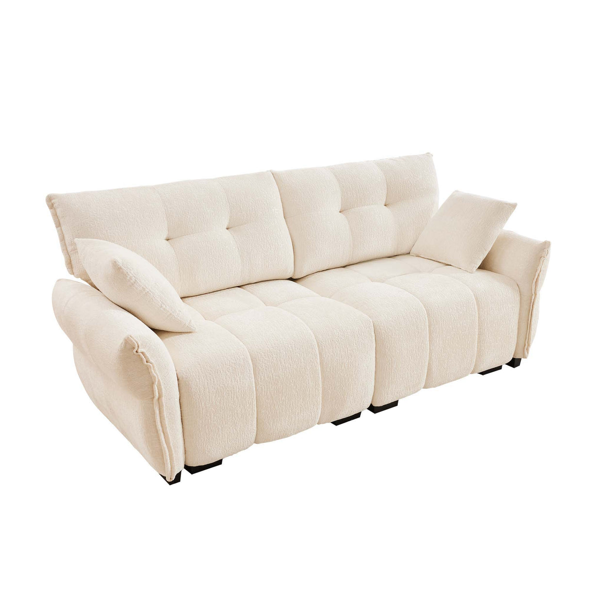 Modern Sofa & Pillows, Textured Cover, High Rebound Cushions