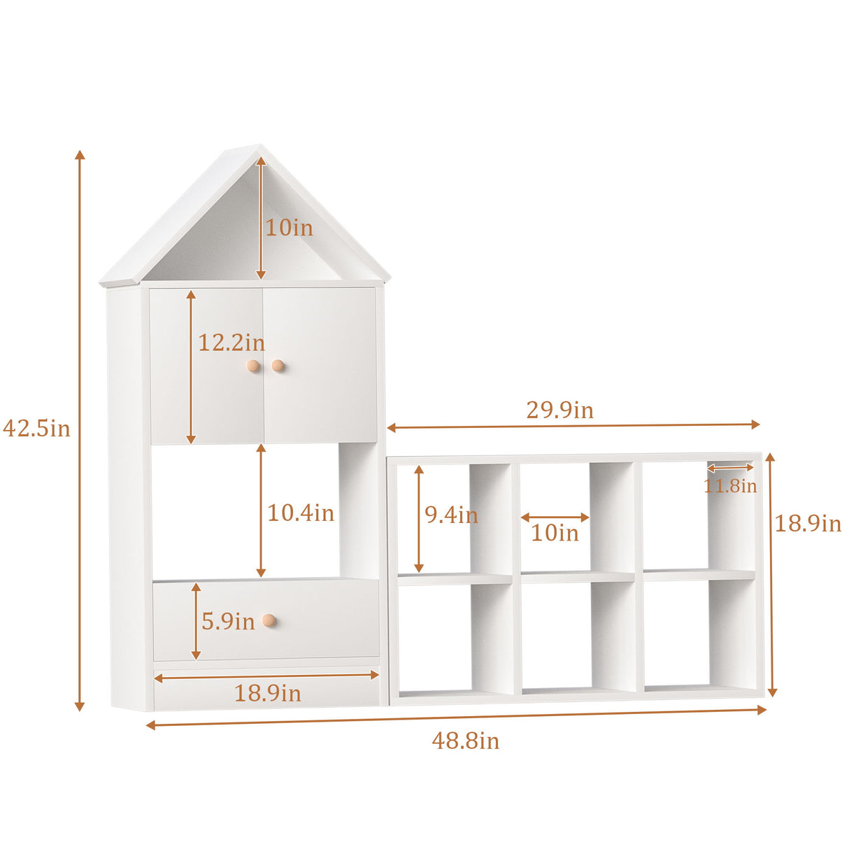 Versatile Children's Bookshelf With House Shaped Design, Multi Functional Storage