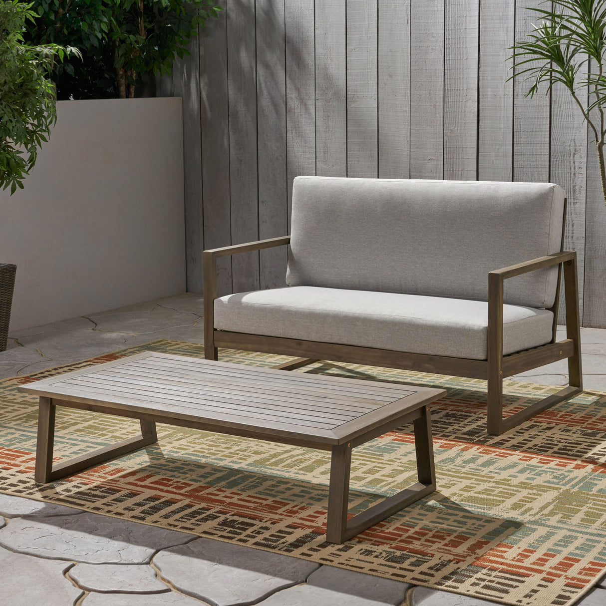 Belgian - Loveseat & Coffee Table Set With Water Resistant Cushions