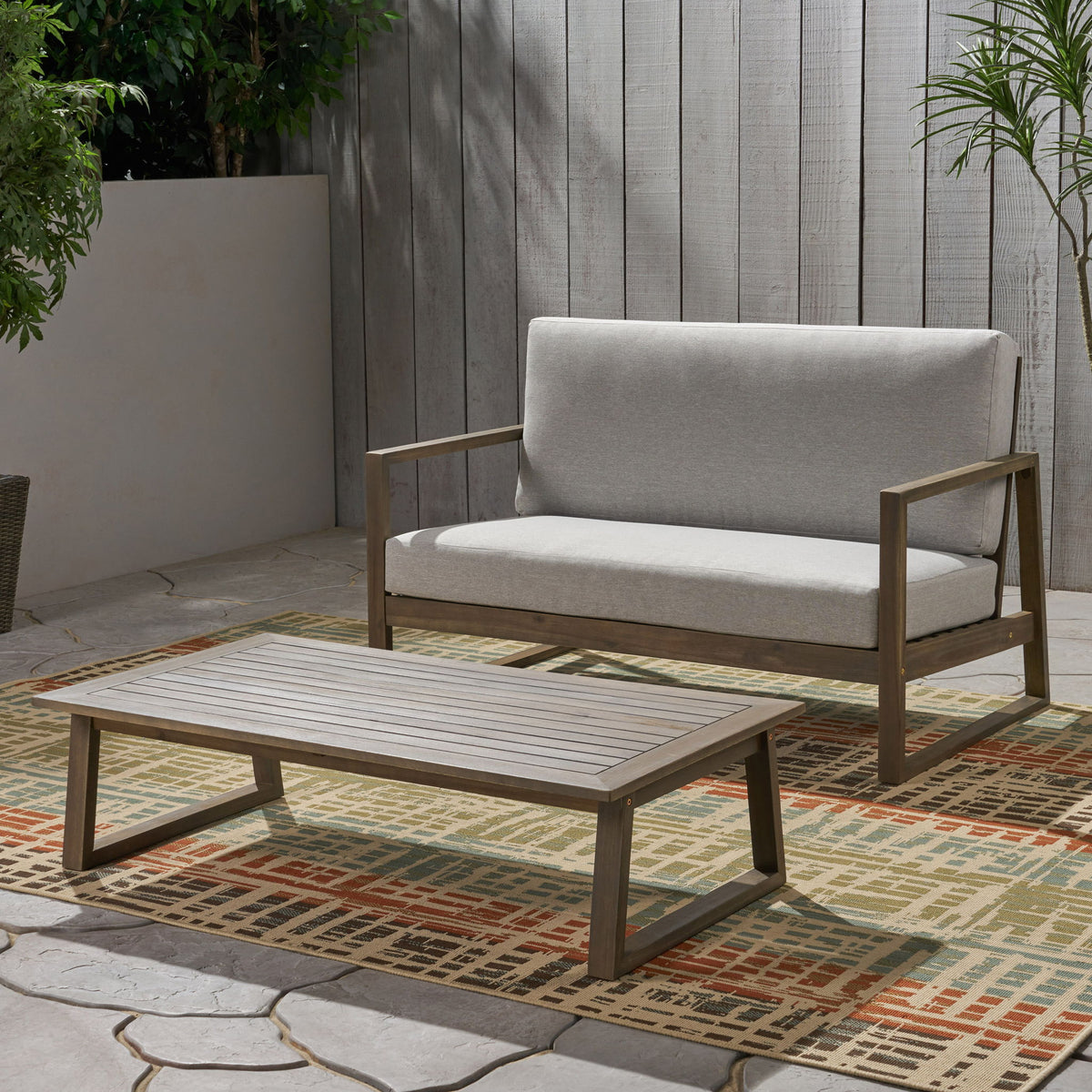 Belgian - Loveseat & Coffee Table Set With Water Resistant Cushions
