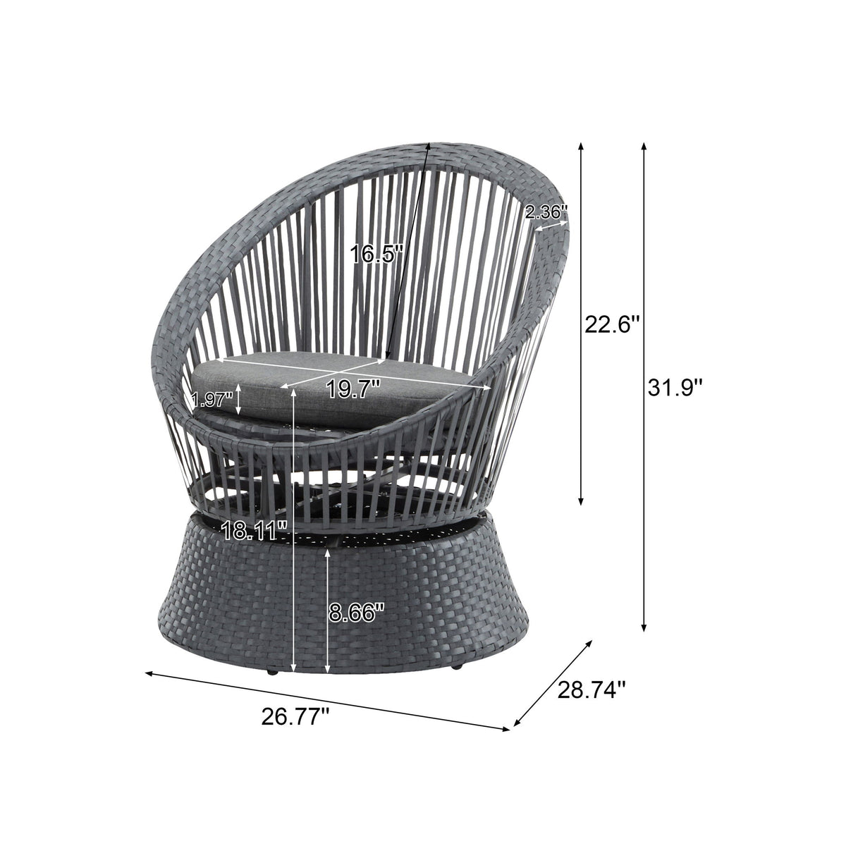 Modern Swivel Wicker Lounge Chair With Round Design