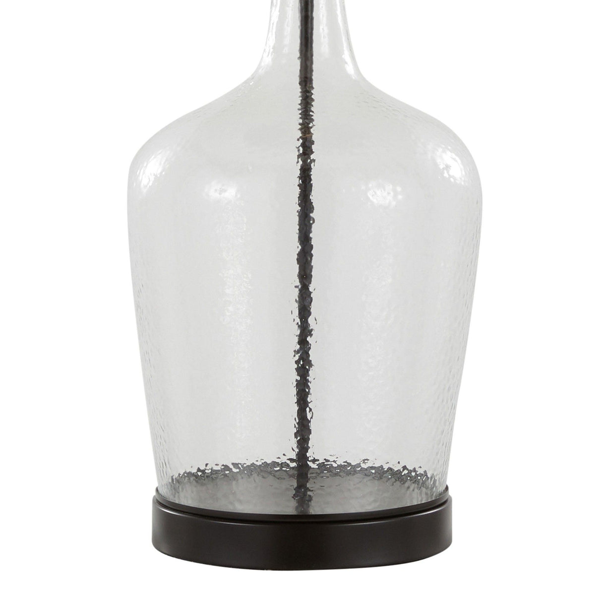 Botella - 28" Glass Table Lamp (Set of 2) - Clear Dimpled Glass And Oil Bronze Metal With Natural Linen Shade And Built-In USB Port from Grandview Gallery