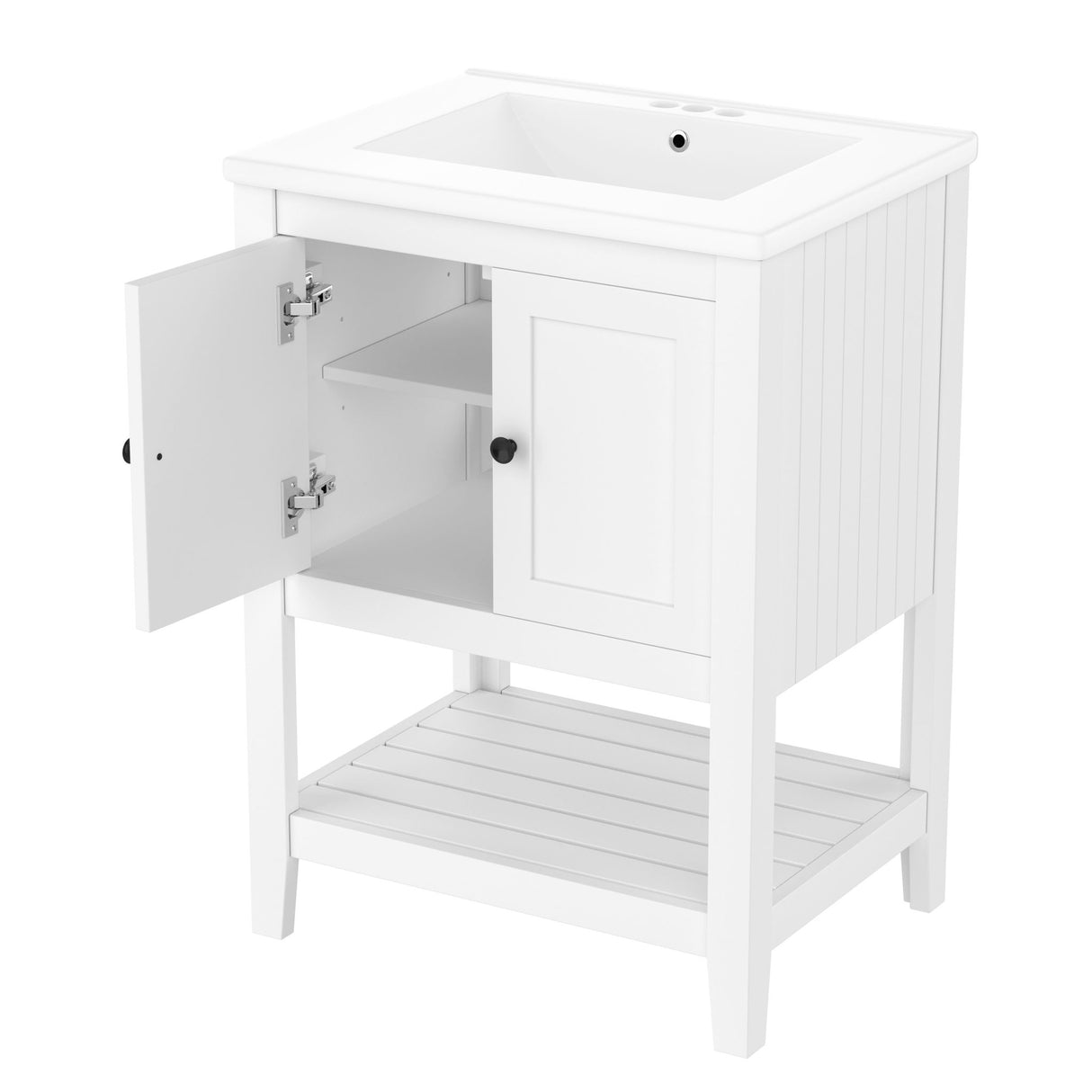 Modern Bathroom Vanity With Sink And Open Shelf