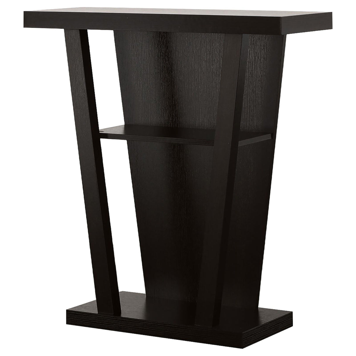 2 Shelf Console Table With V Shape Design - Brown
