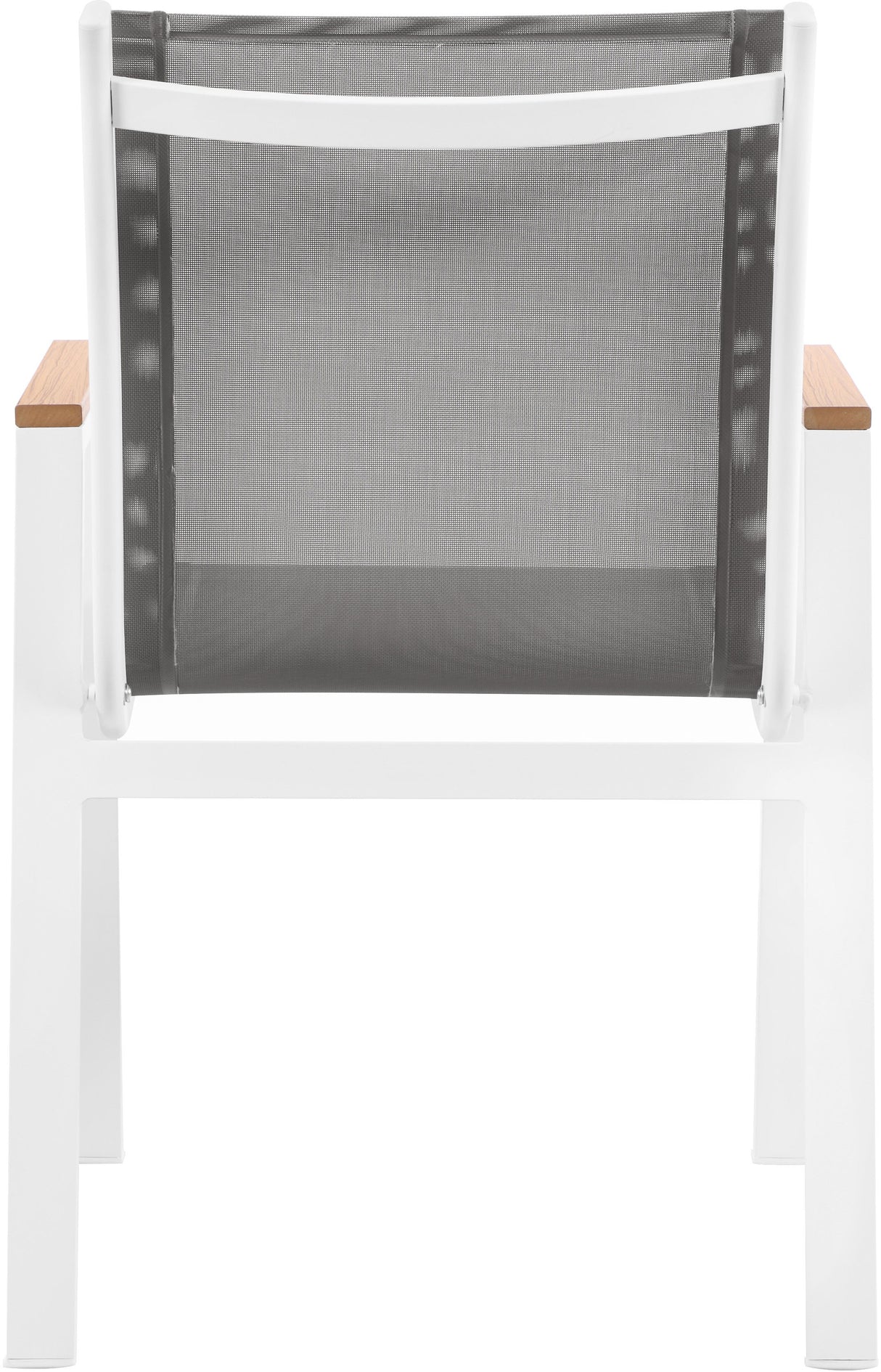 Nizuc - Outdoor Patio Dining Arm Chair With White Frame And Natural Arms (Set of 2)