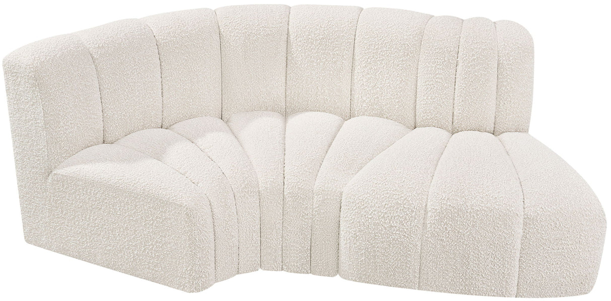 Arc - Boucle Fabric 3 Piece Modular L-Shaped Sofa