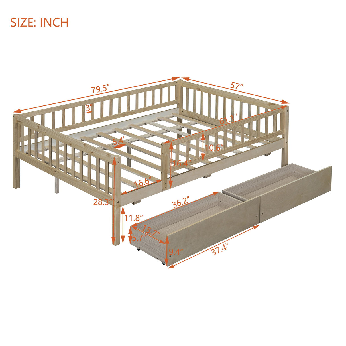 Multi Functional Wooden Daybed Bed