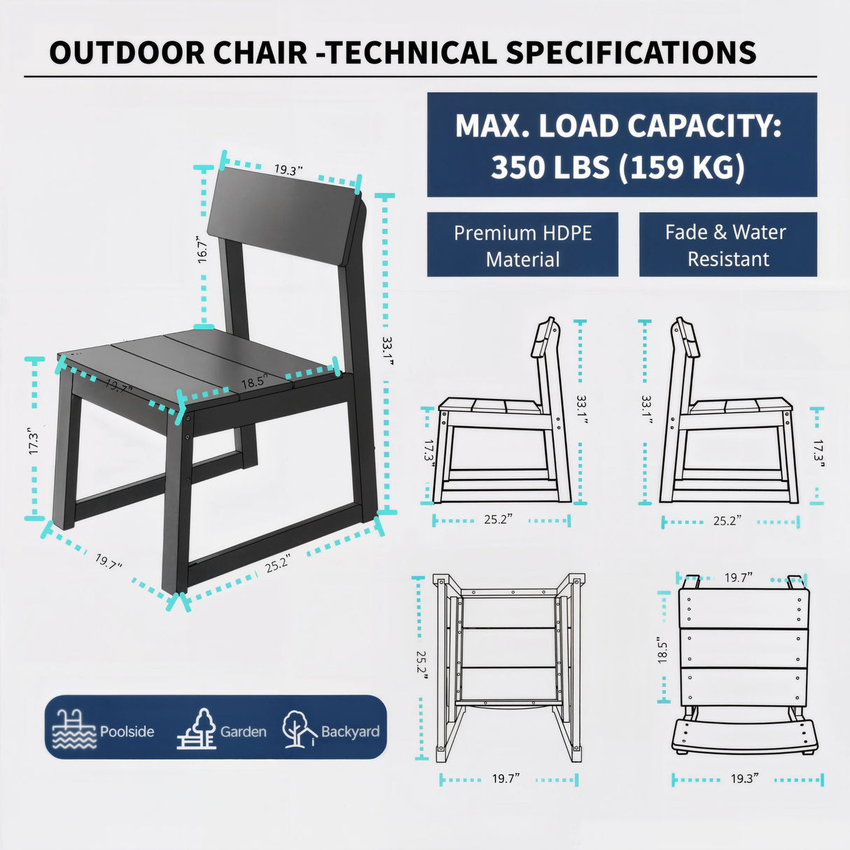 All Weather Patio Dining Chairs (Set of 2)