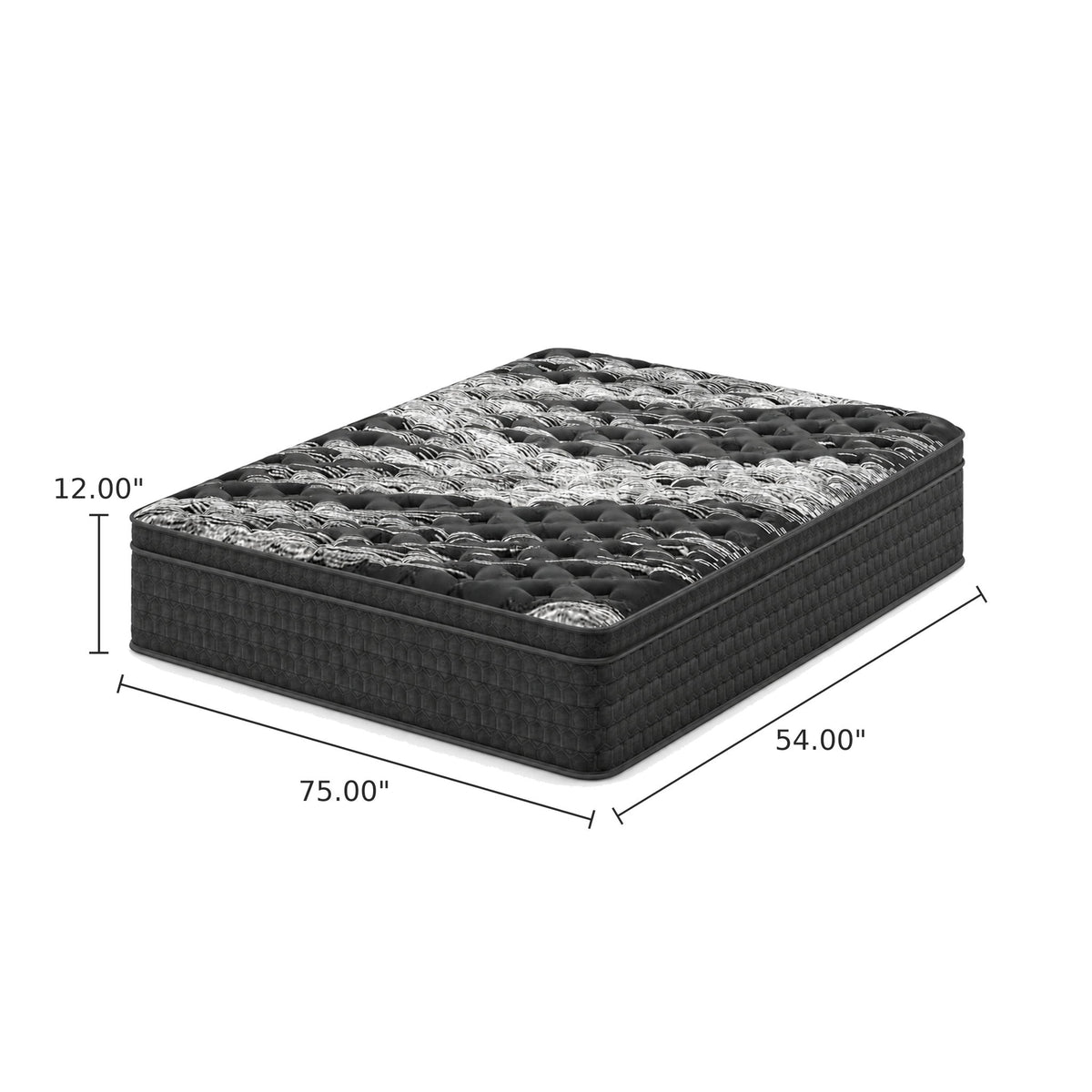 12" Medium Firm Euro Top Hybrid Mattress With Cooling Cover & Individual Coil Support