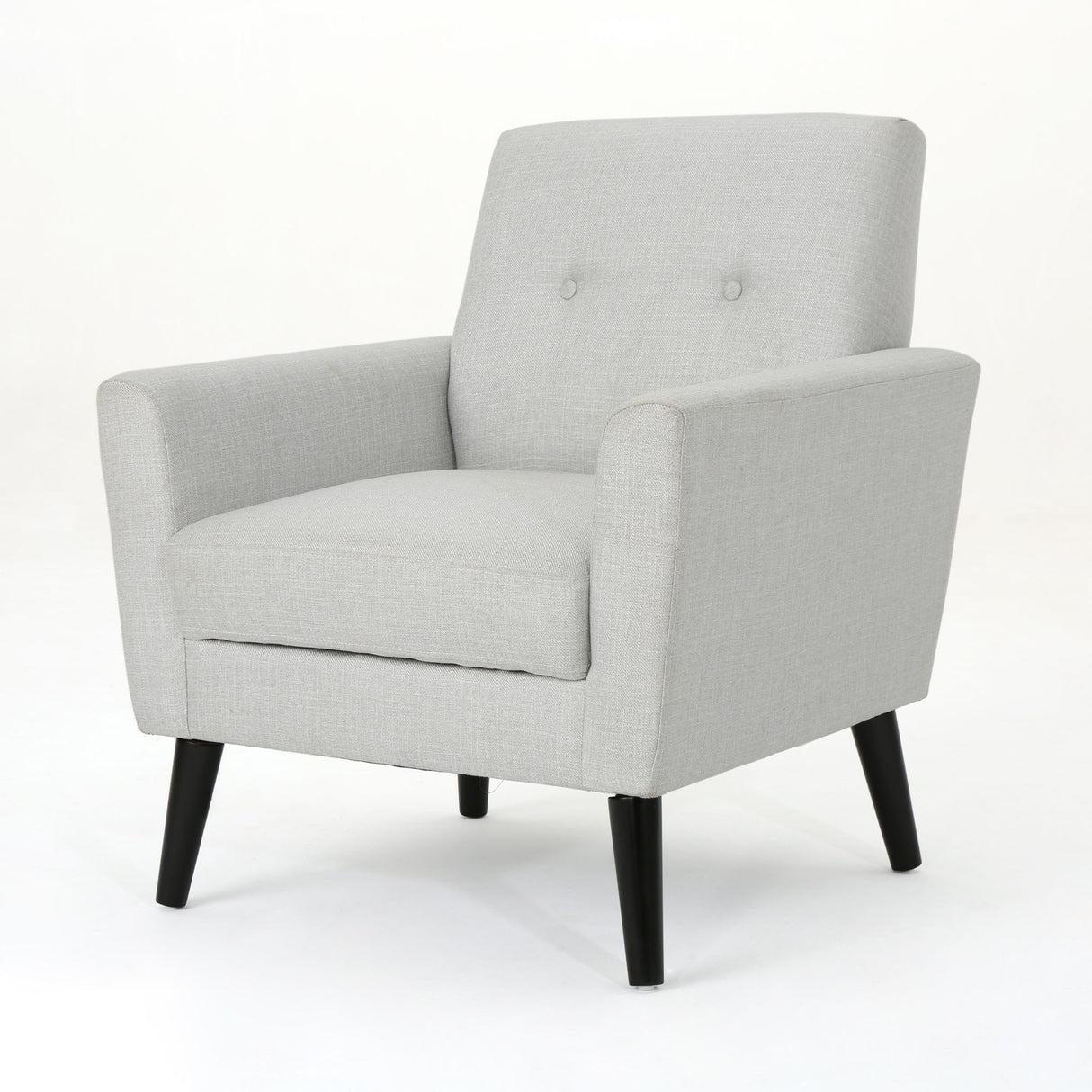 Radiantize - Upholstered Fabric Club Chair With Square-Off Back And Button Tufted - Light Gray