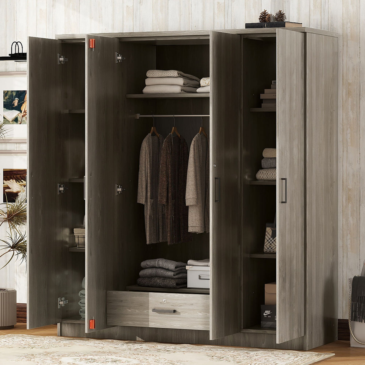 4 Door Wardrobe With 1 Drawer