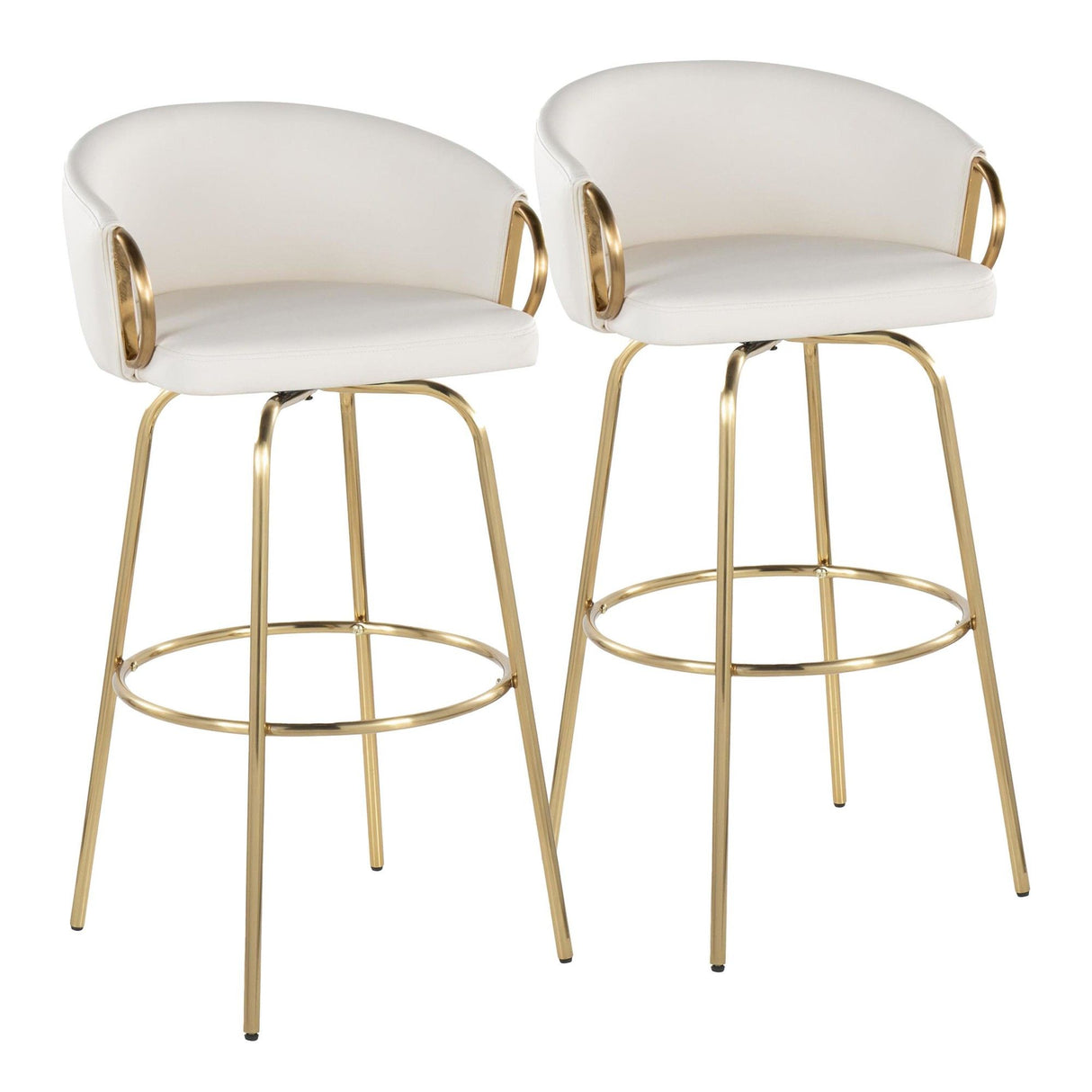 Claire - 30" Fixed-Height Barstool (Set of 2) - Gold Base