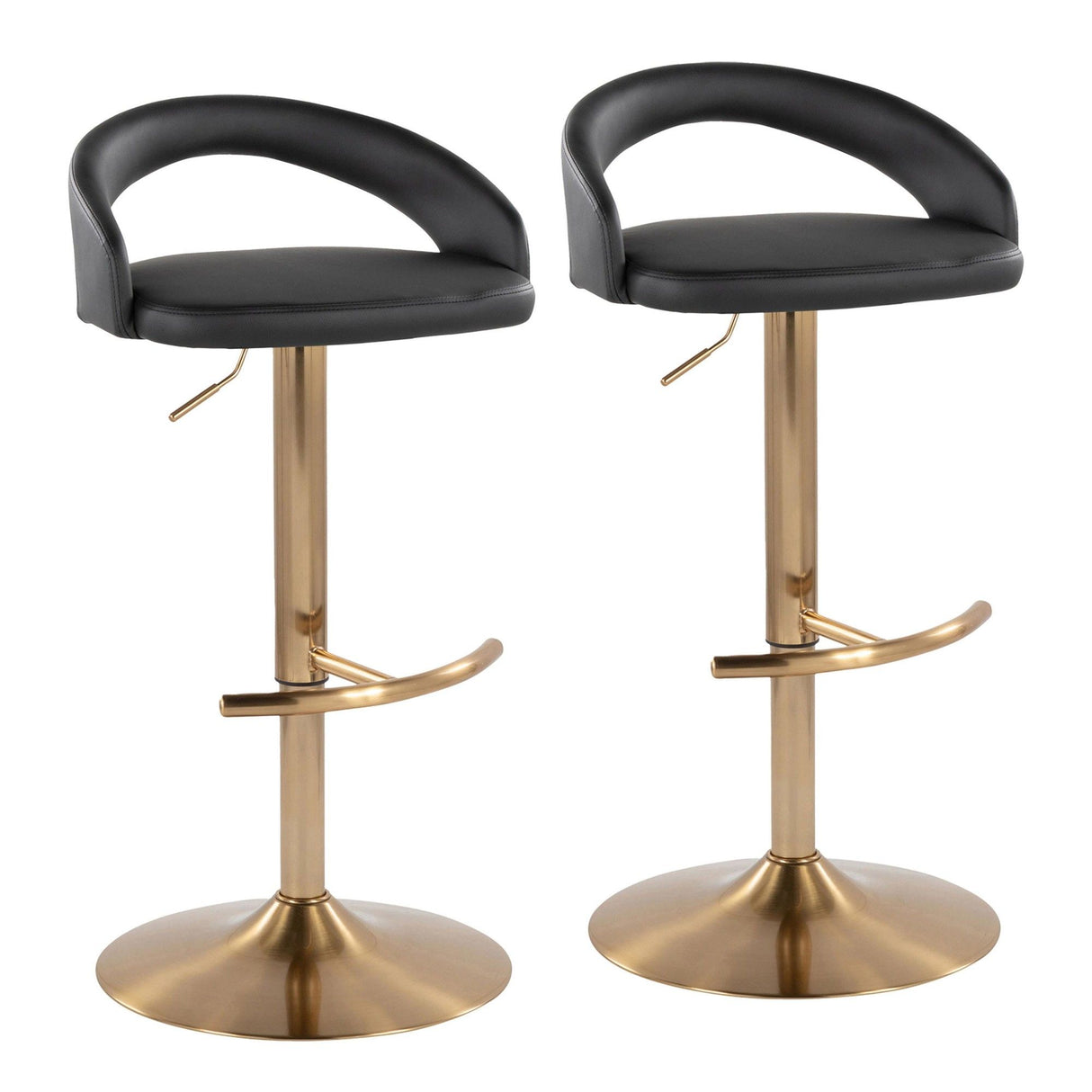 Grotto - Upholstered Adjustable Barstool - Gold Metal Base