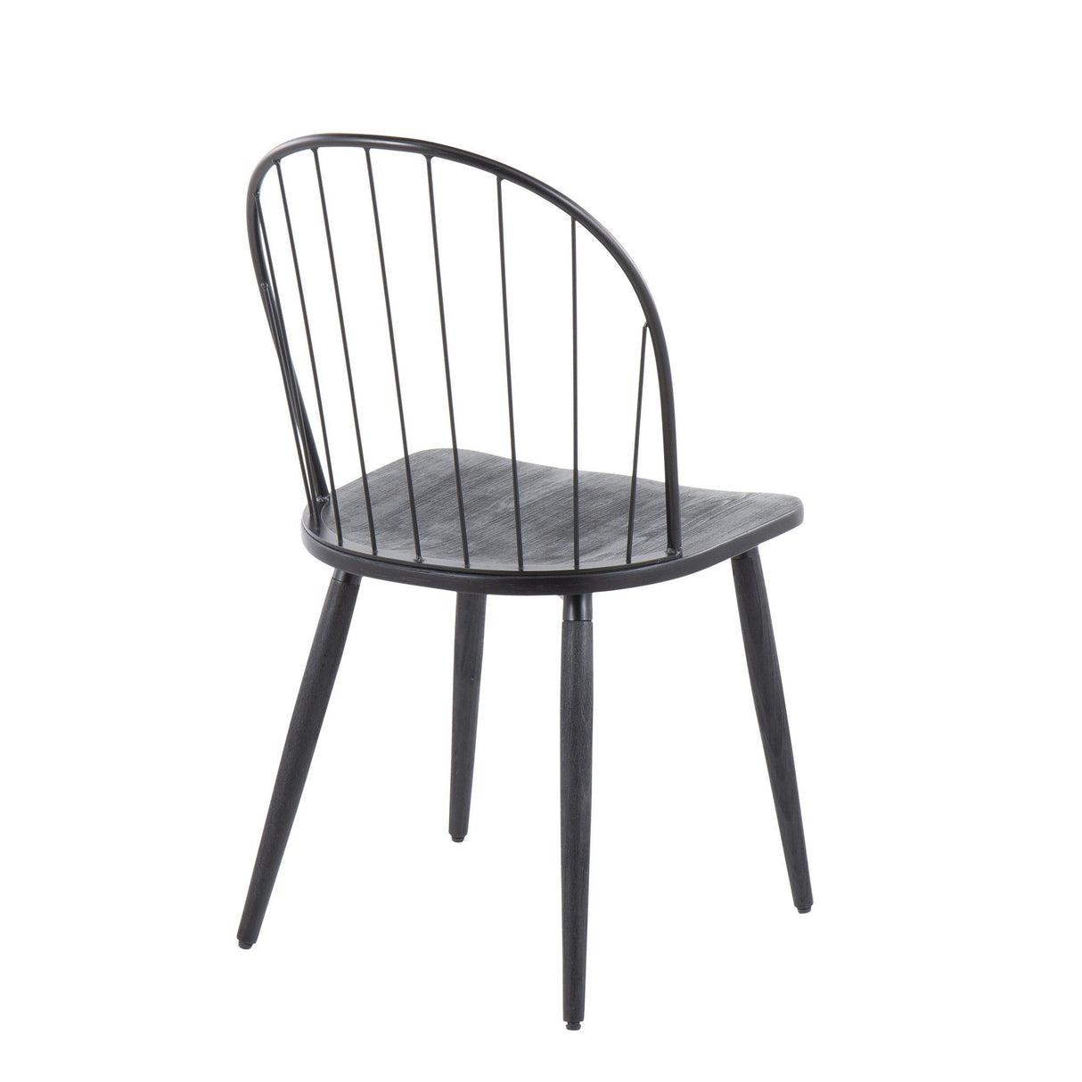 Riley - High Back Armless Chair (Set of 2) - Black Metal And Black Wood