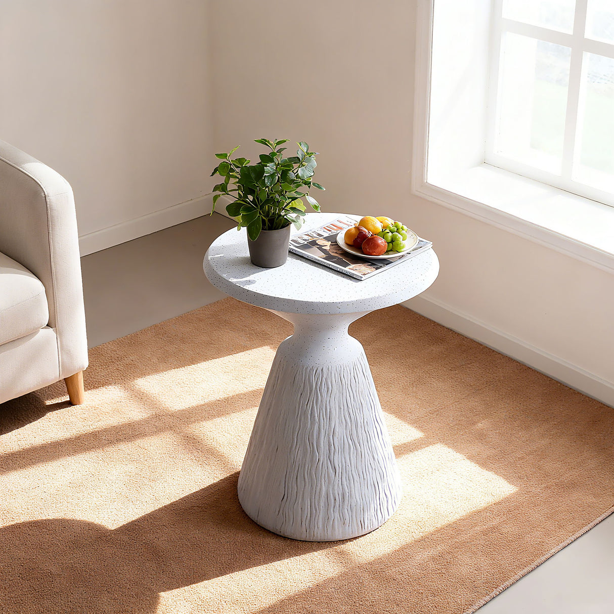 Outdoor End Table, Round Garden Stool - Aqua Gray