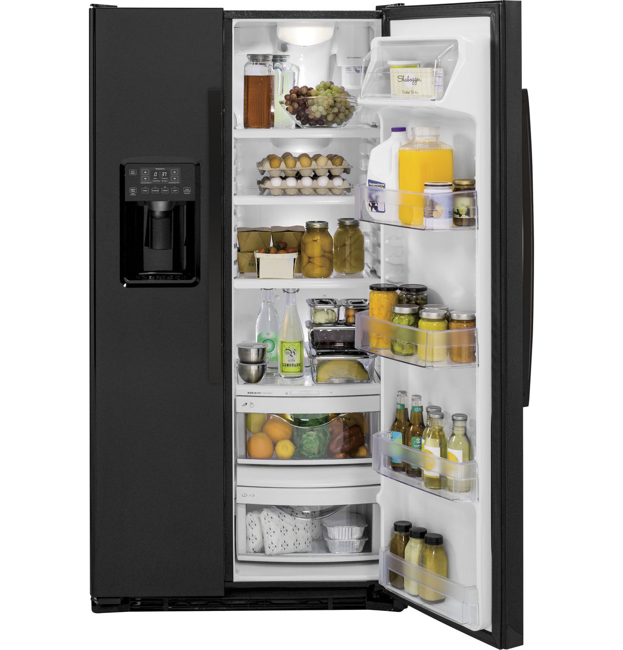 GE GZS22DGJBB - 36 in. 21.9 cu. ft. Counter Depth Side by Side Refrigerator with Ice & Water Dispenser - Black